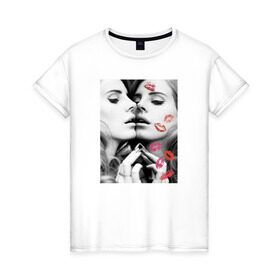 Женская футболка хлопок с принтом Lana Del Rey в Новосибирске, 100% хлопок | прямой крой, круглый вырез горловины, длина до линии бедер, слегка спущенное плечо | interscope | lana del rey | polydor