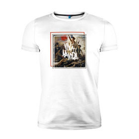 Мужская футболка премиум с принтом Viva La Vida в Новосибирске, 92% хлопок, 8% лайкра | приталенный силуэт, круглый вырез ворота, длина до линии бедра, короткий рукав | coldplay | ghost stories | mylo xyloto | parachutes