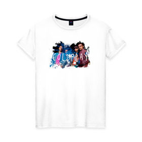 Женская футболка хлопок с принтом Coldplay в Новосибирске, 100% хлопок | прямой крой, круглый вырез горловины, длина до линии бедер, слегка спущенное плечо | coldplay | ghost stories | mylo xyloto | parachutes