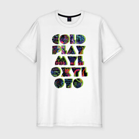 Мужская футболка премиум с принтом Coldplay в Новосибирске, 92% хлопок, 8% лайкра | приталенный силуэт, круглый вырез ворота, длина до линии бедра, короткий рукав | coldplay | ghost stories | mylo xyloto | parachutes
