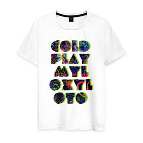 Мужская футболка хлопок с принтом Coldplay в Новосибирске, 100% хлопок | прямой крой, круглый вырез горловины, длина до линии бедер, слегка спущенное плечо. | coldplay | ghost stories | mylo xyloto | parachutes