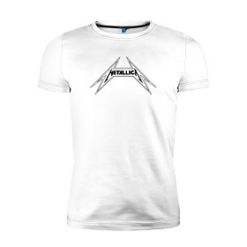 Мужская футболка премиум с принтом Metallica logo (b) в Новосибирске, 92% хлопок, 8% лайкра | приталенный силуэт, круглый вырез ворота, длина до линии бедра, короткий рукав | металлика