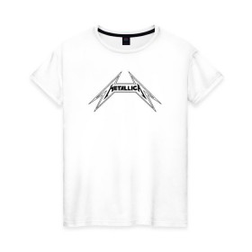 Женская футболка хлопок с принтом Metallica logo (b) в Новосибирске, 100% хлопок | прямой крой, круглый вырез горловины, длина до линии бедер, слегка спущенное плечо | металлика