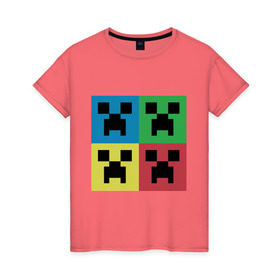 Женская футболка хлопок с принтом Minecraft в Новосибирске, 100% хлопок | прямой крой, круглый вырез горловины, длина до линии бедер, слегка спущенное плечо | boom | media | minecraft | игры | компьютерные игры | майнкрафт