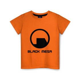 Детская футболка хлопок с принтом Black mesa в Новосибирске, 100% хлопок | круглый вырез горловины, полуприлегающий силуэт, длина до линии бедер | black mesa | half life | игра | халф лайф