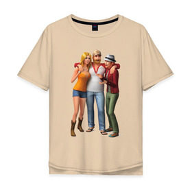 Мужская футболка хлопок Oversize с принтом Sims компания в Новосибирске, 100% хлопок | свободный крой, круглый ворот, “спинка” длиннее передней части | sims | игра симс | симс | симс 4