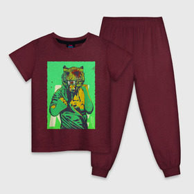 Детская пижама хлопок с принтом Tiger в Новосибирске, 100% хлопок |  брюки и футболка прямого кроя, без карманов, на брюках мягкая резинка на поясе и по низу штанин
 | Тематика изображения на принте: hotline miami