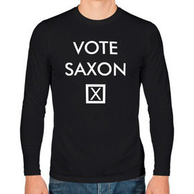 Мужской лонгслив хлопок с принтом Vote Saxon в Новосибирске, 100% хлопок |  | vote saxon doctor who доктор кто саксон голос