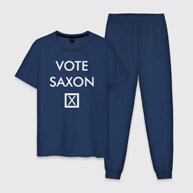 Мужская пижама хлопок с принтом Vote Saxon в Новосибирске, 100% хлопок | брюки и футболка прямого кроя, без карманов, на брюках мягкая резинка на поясе и по низу штанин
 | vote saxon doctor who доктор кто саксон голос