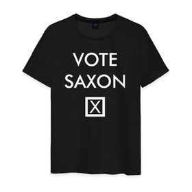 Мужская футболка хлопок с принтом Vote Saxon в Новосибирске, 100% хлопок | прямой крой, круглый вырез горловины, длина до линии бедер, слегка спущенное плечо. | Тематика изображения на принте: vote saxon doctor who доктор кто саксон голос