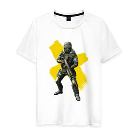 Мужская футболка хлопок с принтом STALKER в Новосибирске, 100% хлопок | прямой крой, круглый вырез горловины, длина до линии бедер, слегка спущенное плечо. | shooter | stalker | радиация | шутер