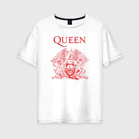 Женская футболка хлопок Oversize с принтом Queen в Новосибирске, 100% хлопок | свободный крой, круглый ворот, спущенный рукав, длина до линии бедер
 | heavy | queen | квин | меркури | метал | фредди