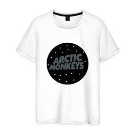 Мужская футболка хлопок с принтом Arctic Monkeys в Новосибирске, 100% хлопок | прямой крой, круглый вырез горловины, длина до линии бедер, слегка спущенное плечо. | Тематика изображения на принте: arctic monkeys  британская инди рок группаmonkeys | джейм кук