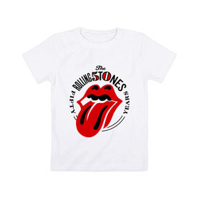 Детская футболка хлопок с принтом Rolling Stones в Новосибирске, 100% хлопок | круглый вырез горловины, полуприлегающий силуэт, длина до линии бедер | rolling stones