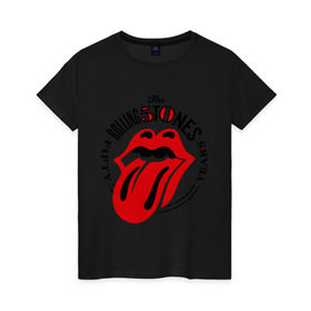Женская футболка хлопок с принтом Rolling Stones в Новосибирске, 100% хлопок | прямой крой, круглый вырез горловины, длина до линии бедер, слегка спущенное плечо | rolling stones