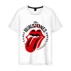 Мужская футболка хлопок с принтом Rolling Stones в Новосибирске, 100% хлопок | прямой крой, круглый вырез горловины, длина до линии бедер, слегка спущенное плечо. | rolling stones