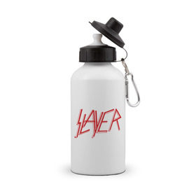 Бутылка спортивная с принтом Slayer logo в Новосибирске, металл | емкость — 500 мл, в комплекте две пластиковые крышки и карабин для крепления | alternative rock | pank | punk | rock | slayer | альтернативный рок | метал | панк | рок | слаер | тяжелая музыка | хард рок | хеви метал