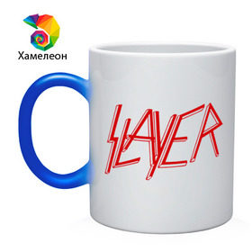 Кружка хамелеон с принтом Slayer logo в Новосибирске, керамика | меняет цвет при нагревании, емкость 330 мл | alternative rock | pank | punk | rock | slayer | альтернативный рок | метал | панк | рок | слаер | тяжелая музыка | хард рок | хеви метал