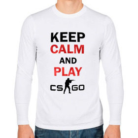 Мужской лонгслив хлопок с принтом Keep Calm and play cs:go в Новосибирске, 100% хлопок |  | Тематика изображения на принте: calm | cs go | keep | го