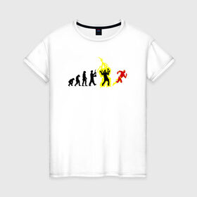 Женская футболка хлопок с принтом Эволюция Флеш в Новосибирске, 100% хлопок | прямой крой, круглый вырез горловины, длина до линии бедер, слегка спущенное плечо | flash
