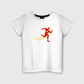 Детская футболка хлопок с принтом flash run в Новосибирске, 100% хлопок | круглый вырез горловины, полуприлегающий силуэт, длина до линии бедер | 
