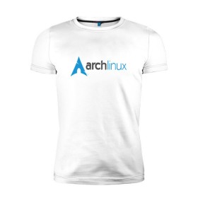 Мужская футболка премиум с принтом Arch Linux в Новосибирске, 92% хлопок, 8% лайкра | приталенный силуэт, круглый вырез ворота, длина до линии бедра, короткий рукав | Тематика изображения на принте: linux | баш | линукс | ос