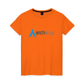 Женская футболка хлопок с принтом Arch Linux в Новосибирске, 100% хлопок | прямой крой, круглый вырез горловины, длина до линии бедер, слегка спущенное плечо | linux | баш | линукс | ос
