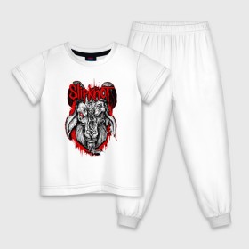 Детская пижама хлопок с принтом Slipknot goat в Новосибирске, 100% хлопок |  брюки и футболка прямого кроя, без карманов, на брюках мягкая резинка на поясе и по низу штанин
 | metall | punk | slipknot | метал | панк рок | слипнот