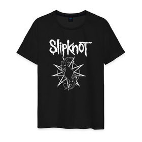 Мужская футболка хлопок с принтом Slipknot в Новосибирске, 100% хлопок | прямой крой, круглый вырез горловины, длина до линии бедер, слегка спущенное плечо. | metal | punk | slipknot | метал | панк рок | слипнот