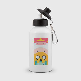 Бутылка спортивная с принтом Adventure Time в Новосибирске, металл | емкость — 500 мл, в комплекте две пластиковые крышки и карабин для крепления | Тематика изображения на принте: 
