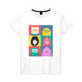 Женская футболка хлопок с принтом Adventure Time в Новосибирске, 100% хлопок | прямой крой, круглый вырез горловины, длина до линии бедер, слегка спущенное плечо | adventure time