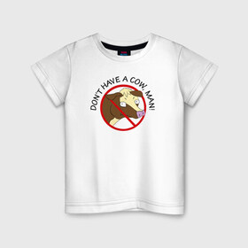 Детская футболка хлопок с принтом Не ешь корову, человек! в Новосибирске, 100% хлопок | круглый вырез горловины, полуприлегающий силуэт, длина до линии бедер | не ешь корову | человек вегетарианство веган здоро