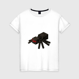 Женская футболка хлопок с принтом Паук в Новосибирске, 100% хлопок | прямой крой, круглый вырез горловины, длина до линии бедер, слегка спущенное плечо | майнкрафт | майнкрафт 2