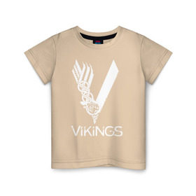 Детская футболка хлопок с принтом Vikings в Новосибирске, 100% хлопок | круглый вырез горловины, полуприлегающий силуэт, длина до линии бедер | vikings | викинги | сериал