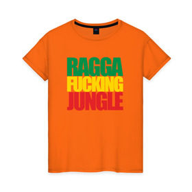 Женская футболка хлопок с принтом Ragga Fucking Jungle в Новосибирске, 100% хлопок | прямой крой, круглый вырез горловины, длина до линии бедер, слегка спущенное плечо | jungle | днб | рагга | рагга джангл (ragga jungle)  джангл с более выраженным влиянием ямайской музыкальной культуры.ragga jungle