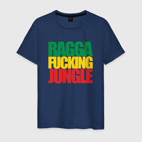 Мужская футболка хлопок с принтом Ragga Fucking Jungle в Новосибирске, 100% хлопок | прямой крой, круглый вырез горловины, длина до линии бедер, слегка спущенное плечо. | jungle | днб | рагга | рагга джангл (ragga jungle)  джангл с более выраженным влиянием ямайской музыкальной культуры.ragga jungle