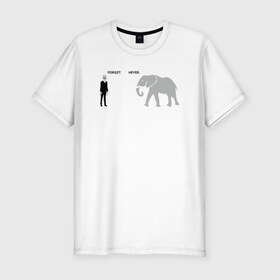 Мужская футболка премиум с принтом Forget Never в Новосибирске, 92% хлопок, 8% лайкра | приталенный силуэт, круглый вырез ворота, длина до линии бедра, короткий рукав | 