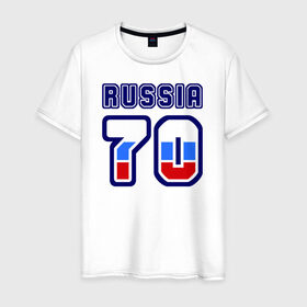 Мужская футболка хлопок с принтом Russia - 70 (Томская область) в Новосибирске, 100% хлопок | прямой крой, круглый вырез горловины, длина до линии бедер, слегка спущенное плечо. | 70 | russia | russia   70 | россия | томская область