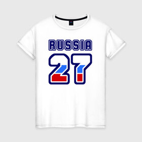 Женская футболка хлопок с принтом Russia - 27 (Хабаровский край) в Новосибирске, 100% хлопок | прямой крой, круглый вырез горловины, длина до линии бедер, слегка спущенное плечо | 