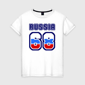 Женская футболка хлопок с принтом Russia - 68 (Тамбовская обл.) в Новосибирске, 100% хлопок | прямой крой, круглый вырез горловины, длина до линии бедер, слегка спущенное плечо | 