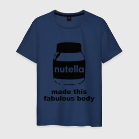 Мужская футболка хлопок с принтом Nutella в Новосибирске, 100% хлопок | прямой крой, круглый вырез горловины, длина до линии бедер, слегка спущенное плечо. | Тематика изображения на принте: fabulous body | nutella | нутелла | тело