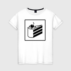 Женская футболка хлопок с принтом Portal Тортик в Новосибирске, 100% хлопок | прямой крой, круглый вырез горловины, длина до линии бедер, слегка спущенное плечо | 2 | aperture | glados | portal | тортик