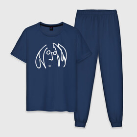 Мужская пижама хлопок с принтом Imagine logo в Новосибирске, 100% хлопок | брюки и футболка прямого кроя, без карманов, на брюках мягкая резинка на поясе и по низу штанин
 | imagine logo john lennon the beatles