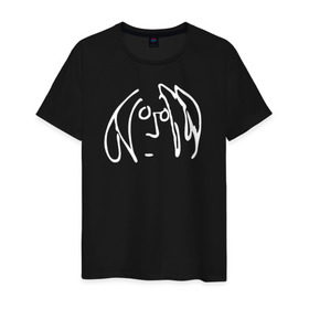 Мужская футболка хлопок с принтом Imagine logo в Новосибирске, 100% хлопок | прямой крой, круглый вырез горловины, длина до линии бедер, слегка спущенное плечо. | imagine logo john lennon the beatles