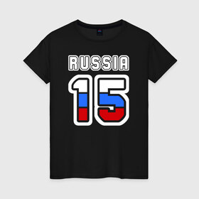 Женская футболка хлопок с принтом Russia - 15 (Сев. Осетия) в Новосибирске, 100% хлопок | прямой крой, круглый вырез горловины, длина до линии бедер, слегка спущенное плечо | russia   15 | алания | республика северная осетия