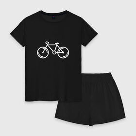 Женская пижама с шортиками хлопок с принтом Велосипедист в Новосибирске, 100% хлопок | футболка прямого кроя, шорты свободные с широкой мягкой резинкой | велосипед | лето