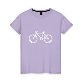 Женская футболка хлопок с принтом Велосипедист в Новосибирске, 100% хлопок | прямой крой, круглый вырез горловины, длина до линии бедер, слегка спущенное плечо | велосипед | лето