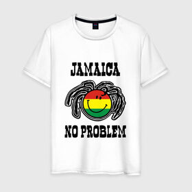 Мужская футболка хлопок с принтом Jamaica в Новосибирске, 100% хлопок | прямой крой, круглый вырез горловины, длина до линии бедер, слегка спущенное плечо. | bob marley | jamaica | no problem | reggae | растаман | регги