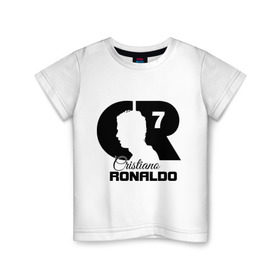 Детская футболка хлопок с принтом Ronaldo в Новосибирске, 100% хлопок | круглый вырез горловины, полуприлегающий силуэт, длина до линии бедер | cristiano | real madrid | ronaldo | кристиано роналдо | криштиану | криштиану роналду | реал мадрид | роналду | рональдо | спорт | футбол