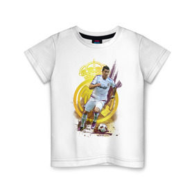 Детская футболка хлопок с принтом Ronaldo в Новосибирске, 100% хлопок | круглый вырез горловины, полуприлегающий силуэт, длина до линии бедер | cristiano | real madrid | ronaldo | кристиано роналдо | реал мадрид | рональдо | спорт | футбол